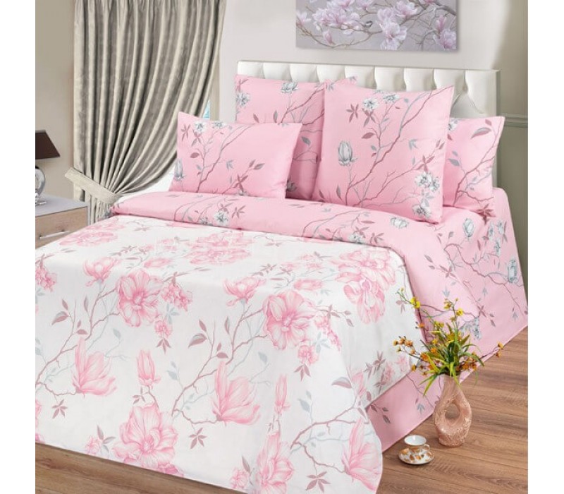 Комплект постельного белья из поплина МАГНОЛИЯ розовый