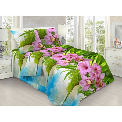 Постельное белье Тропикана 1,5 спальный, бязь, рис 1974/1