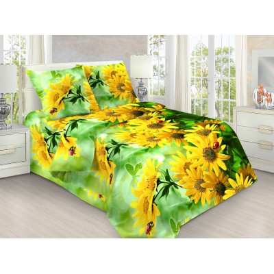 Постельное белье Желтые ромашки 1,5 спальный, бязь, рис 1459