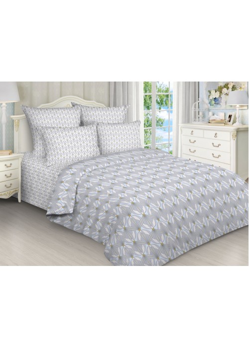 Постельное белье Индиго 2 спальный, поплин, рис 9627-9628/1