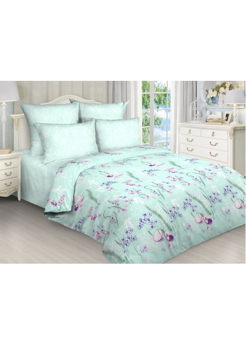 Постельное белье Феерия моря евро, поплин, рис 9212-9213