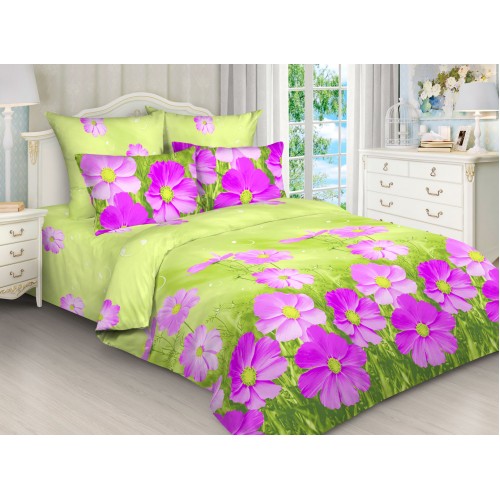 Постельное белье Космея 2 спальный, бязь, рис 5179/1