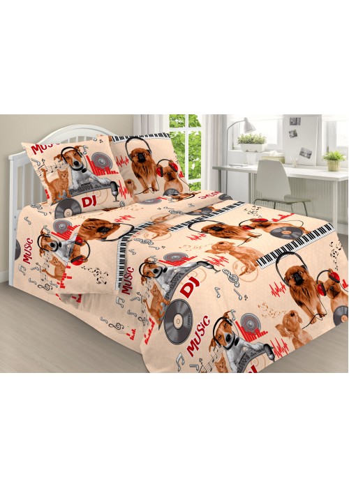 Детское постельное белье Меломаны 1,5 спальный, поплин, рис 1815/1