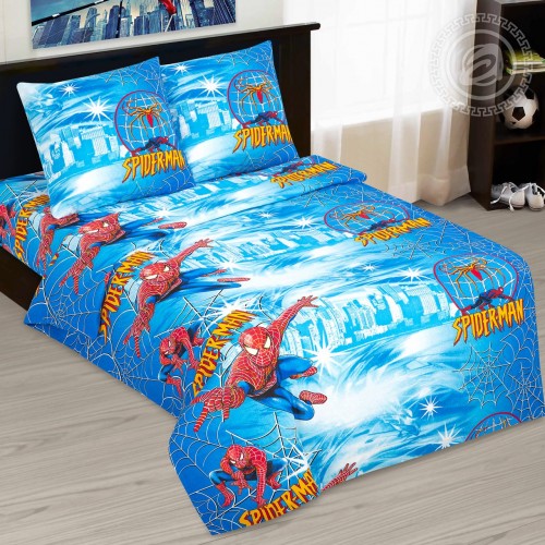 Детское постельное белье Человек-паук, размер 1,5 сп, бязь