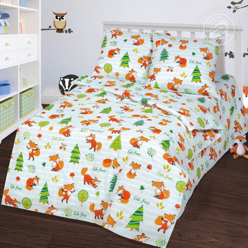 Детское постельное белье Лисята 100, размер 1,5 сп.