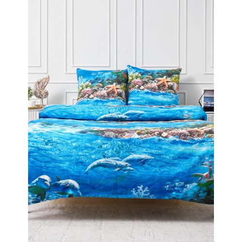 Постельное белье Морское дно 1,5 спальный, бязь, рис 1455/1