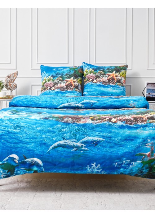 Постельное белье Морское дно 1,5 спальный, бязь, рис 1455/1
