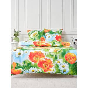 Постельное белье Маковое поле 1,5 спальный, бязь, рис 2135
