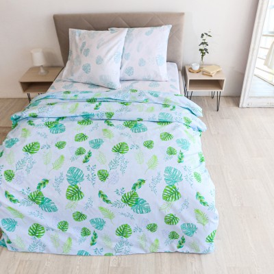 Постельное белье Монстера семейный, поплин, рис 9024-9025/1