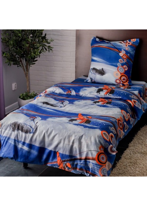Детское постельное белье Сноуборд 1,5 спальный, поплин, рис 1635/1
