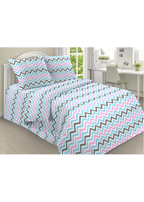 Детское постельное белье Зигзаг 1,5 спальный, поплин, рис 2022/3