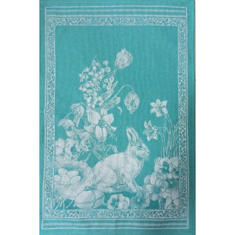 Полотенце жаккардовое рис. Пасхальный кролик 50*76, цвет мятный