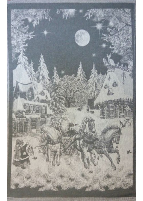 Полотенце жаккардовое рис. Русская зима 50*70, цвет серый