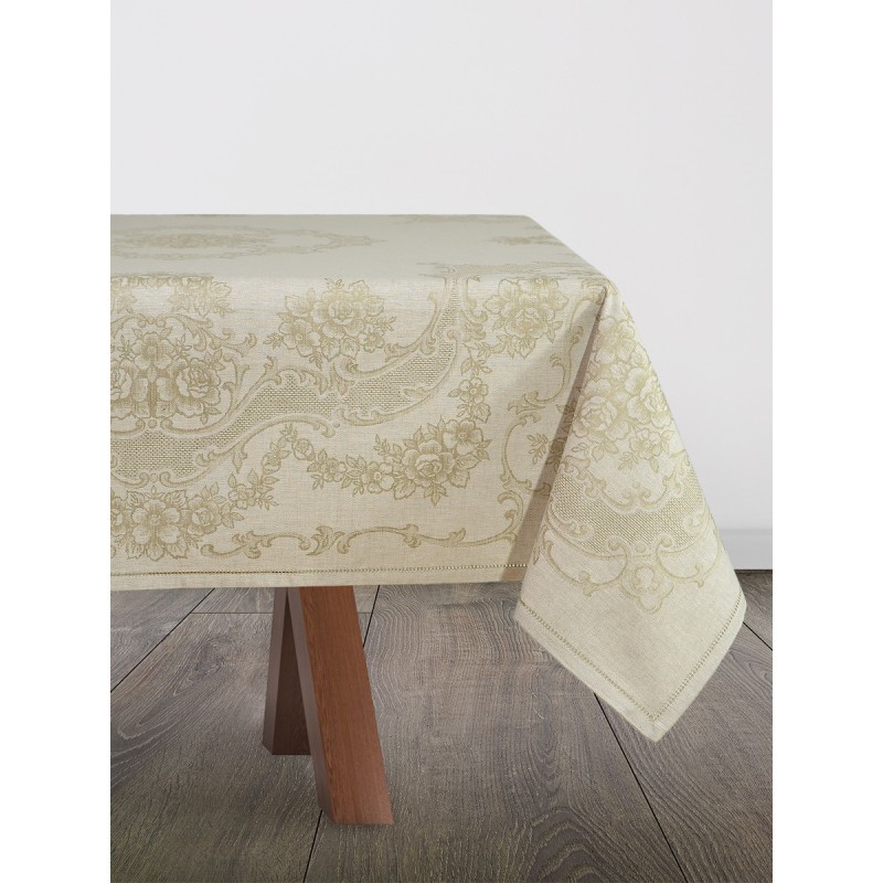 Скатерть жаккардовая рис. Подарочная 150*220, цвет Бежевый