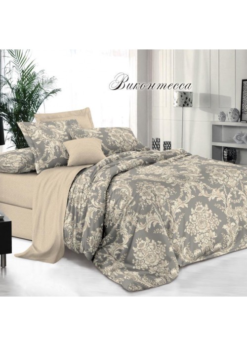 Постельное белье 1,5 спальное, поплин, рис.Виконтесса (П3)