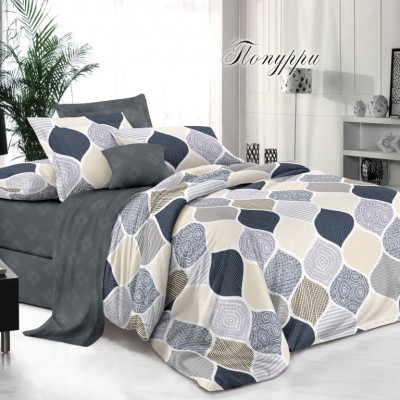 Постельное белье семейный, поплин, рис.Попурри (П3)