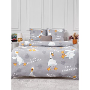 Постельное белье Гусь обнимусь 1,5 спальный, бязь, рис 2505
