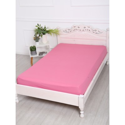 Простынь на резинке 120х200 поплин, брусничный