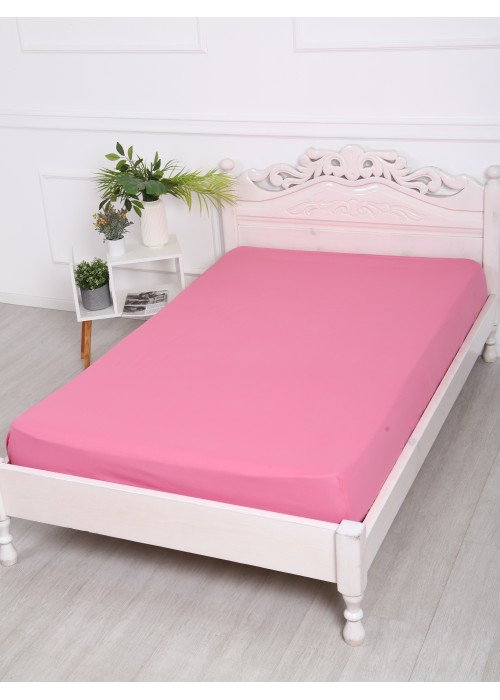 Простыня на резинке 120x200x25 Поплин 220 см о/м брусничный