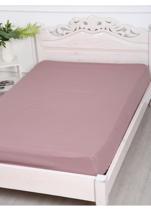 Простыня на резинке 120x200x25 Поплин 220 см о/м мокко