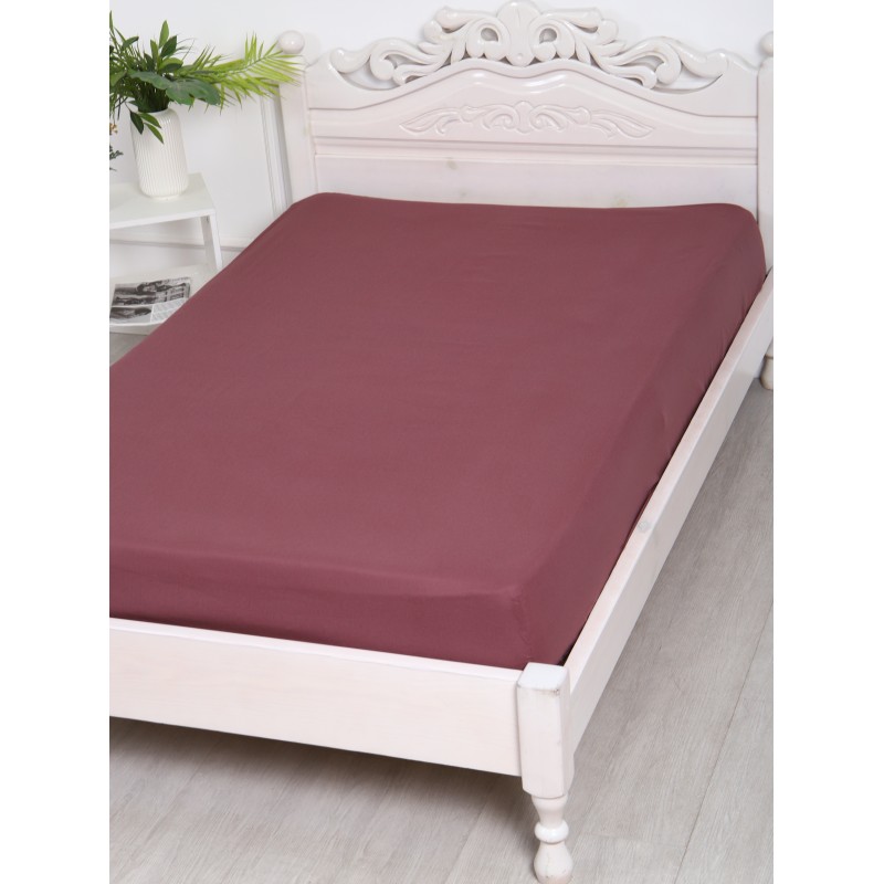 Простыня на резинке 140x200x25 Поплин 220 см о/м ирландский кофе