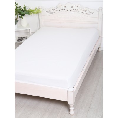 Простынь на резинке 140х200, поплин, белый