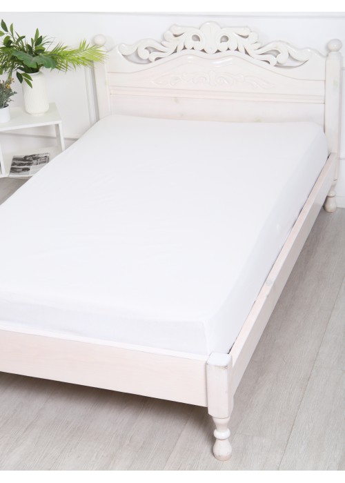 Простыня на резинке 140x200x25 Поплин 220 см о/м белый