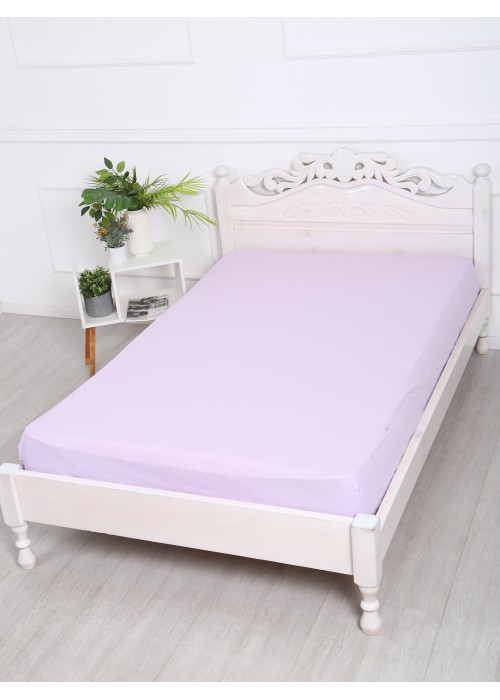 Простыня на резинке 160x200x25 Поплин 220 см о/м сиреневый