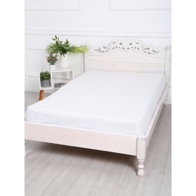 Простынь на резинке 160х200, поплин, белый