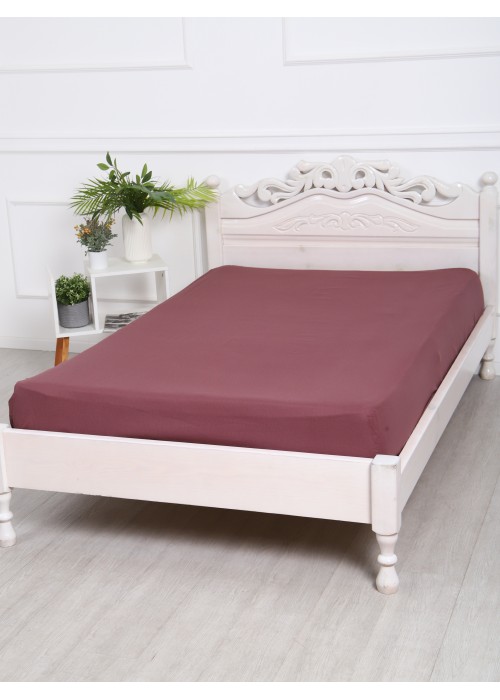 Простыня на резинке 180x200x25 Поплин 220 см о/м ирландский кофе