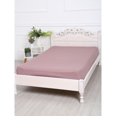 Простынь на резинке 180х200, поплин, мокко