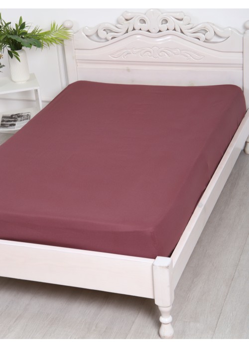 Простыня на резинке 200x200x25 Поплин 220 см о/м ирландский кофе