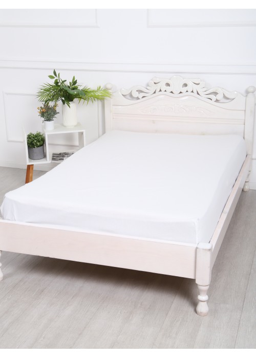 Простыня на резинке 200x200x25 Поплин 220 см о/м белый