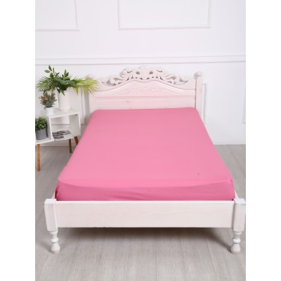 Простынь на резинке 200х200 поплин, брусничный