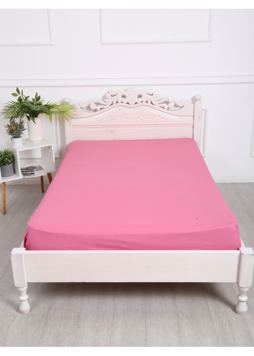 Простыня на резинке 200x200x25 Поплин 220 см о/м брусничный