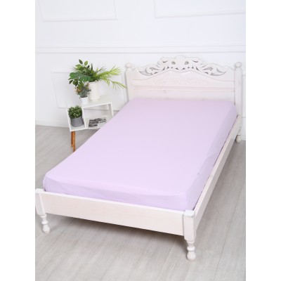 Простынь на резинке 90х200 поплин, сиреневый