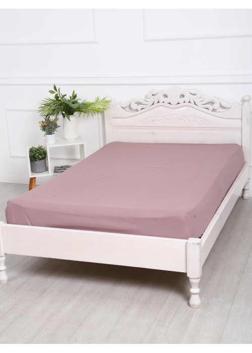 Простыня на резинке 90x200x25 Поплин 220 см о/м мокко